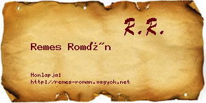 Remes Román névjegykártya